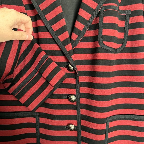 Banana Republic Striped Schoolboy Blazer in Black/Claret - Picture 5 of 7